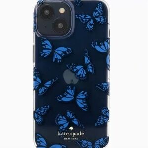 NWOB Kate Spade iPhone 14 Transparent FlexCase w/Blue Butterflies - NOT MagSafe!